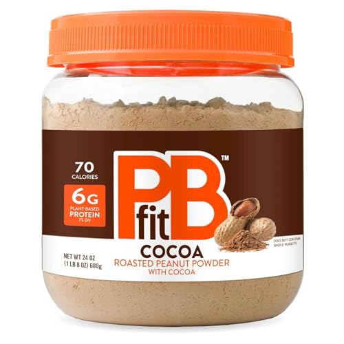 PBfit 24 Ounce Peanut Butter Powder Chocolate Flavor, Cocoa Powdered Peanut Butter Spread From Real Roasted Peanuts and Cocoa, 6g of Protein 7% DV, Gluten-Free, 70 calories, 88% less fat (Pack of 1)
