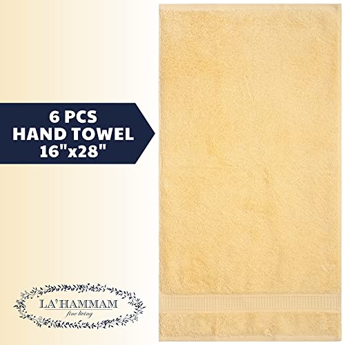 La Hammam - 6 Pack 16” × 28” Turkish Cotton Hand Towels For Bathroom, Face, Hotel, Gym, & Spa | Extra Soft Feel Fingertip, Quick Dry And Highly Absorbent Luxury Premium Quality Towel Set - Yellow #TOP4