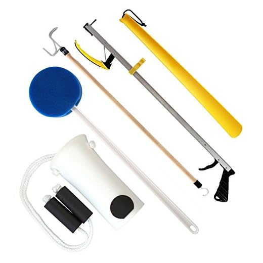RMS Hip Kit - Premium 5-Piece Hip Knee Replacement Kit - Ideal for Recovering from Hip Replacement, Knee or Back Surgery, Mobility Tool for Moving and Dressing (32 Inch Reacher)