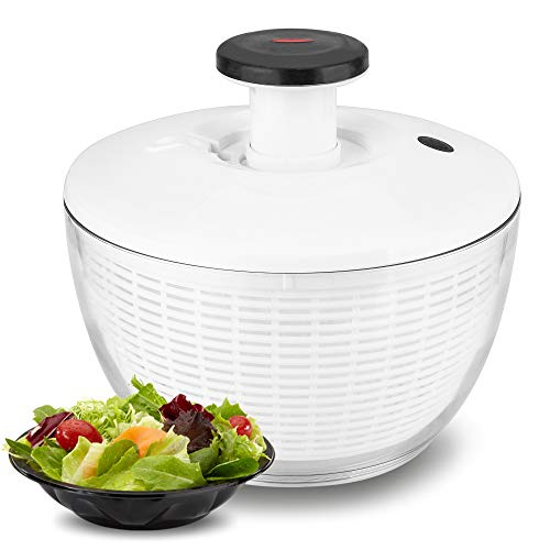 Salad Spinner, ENLOY Large 6.2 Quart Fruits and Vegetables Washer, One-Hand Pump Operation Dryer with Bowl, Compact Storage Strainer Perfect for Washing & Drying Leafy Vegetables