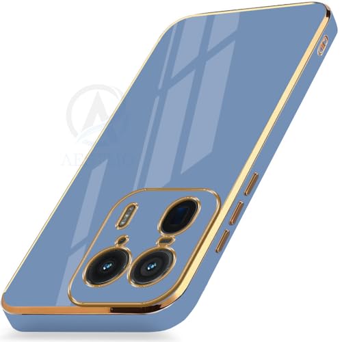 Image of AESTMO Back Case Cover for Moto Edge 50 Ultra 5G Back Cover | Gold Electroplating Chrome | Raised Edges | Super Soft-Touch | Bumper Back Case for Moto Edge 50 Ultra 5G (Gold & Blue)
