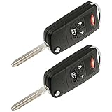 Flip Key Fob Keyless Entry Remote Shell Case & Pad fits Chrysler Aspen 200 Pacifica PT Cruiser Sebring/Dodge Avenger Durango Magnum/Jeep Liberty, Set of 2