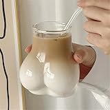 XGOPTS Funny Butt Body Shaped Glasses Cup Creative Body Shape Drinking Glass Novelty Female Body Boob Form Coffee Mug Stemless Ass Cocktail Shot Glasses Transparent 3D Body Shaped Bum Drinking Cups