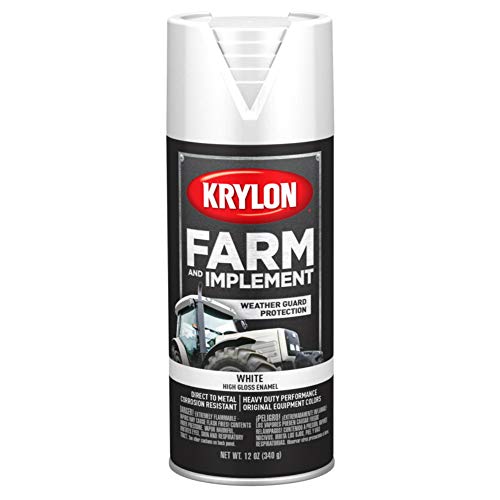 Krylon Farm & Implement Spray Paint, High Gloss, White, 12 oz