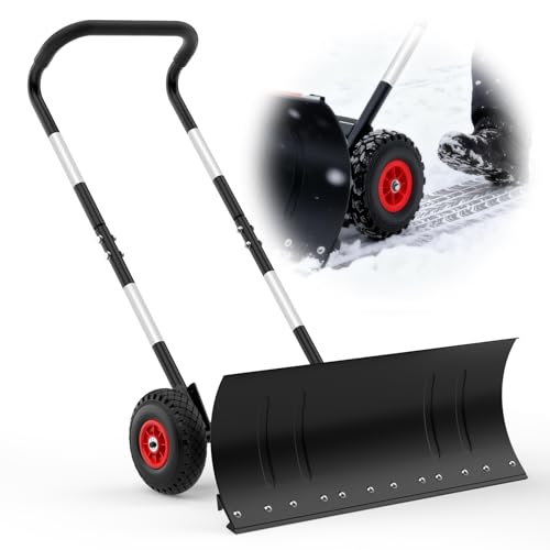 Heavy Duty Steel Snow Shovel with Wheels