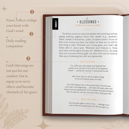 VZKOO One Minute with God for Men, Men’s Devotional Daily with Bookmark, Brown Faux Leather Bible Prayer Tracking Diary,365 Reflections to Strengthen Faith