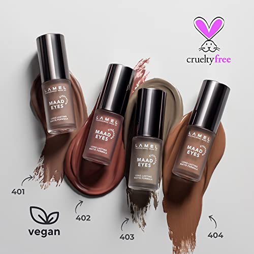 Lamel Liquid Matte Eyeshadow: High-Pigmented & Long-Lasting - Quick-Drying, Hypoallergenic - Creamy & Smooth Formula - Easy-To-Apply, Buildable & Blendable Maad Eyes, №403, 5.2Ml /0.17Oz (Gray) #TOP4