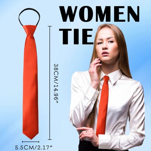 Image of Luckyvestir Womens Tie, Pre Tied Black /Red Ties for Women Adjustable Zipper Womens Necktie