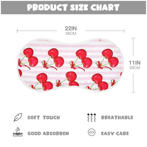Striped Cherry Bow Sweet Baby Burp Cloths Baby Bibs Burp Clothes Cotton Burping Cloths for Babies Burp Cloth Curved Absorbent Washcloths for Baby Boy Girl Wipes 22x11IN,2 Pack3