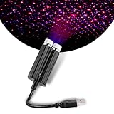Irinidig 1 PC Car Interior Atmosphere Decoration Light, Dual Color USB Starry Sky Projection LED Night Light, Alloy Waterproof Portable Plug and Play Romantic Light, Universal for Cars (Red & Blue)