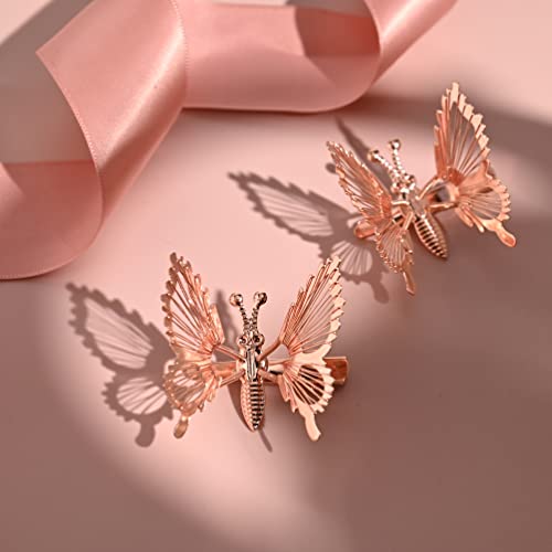 Deeka 12 Pcs Moving Butterfly Clips 3D Metal Gold Silver Black Moving Wings Butterfly Hair Accessories 90S Hair Clips Barrette For Women And Girls -4 Color #TOP2