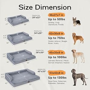 Large Dog Bed Orthopedic Washable - Beds Bolster - Medium XL XLarge Big Dogs - Memory Foam Couch Sofa - Waterproof with Removable Cover Large Dog Bed Orthopedic Washable Beds Bolster Medium XL XLarge Big Dogs Memory Foam Couch Sofa Waterproof with Removable Cover
