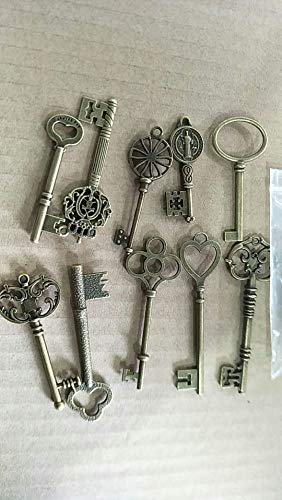Llaves mixtas vintage jklcom acabado bronce extra grandes texturizadas 7
