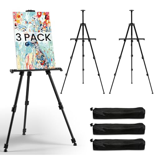 Image of RRFTOK 3 Pack 17-66 Inch Art Easel Stand for Painting and Sign, Black