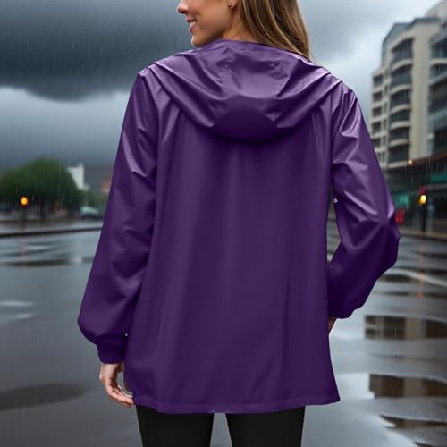 Womens Lightweight Rain Jacket Packable Waterproof Rain Coats Active Outdoor Hooded Raincoat Portable Windbreaker4