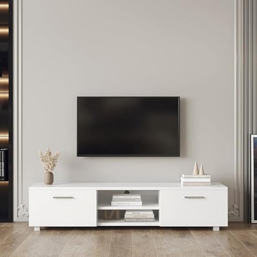 TV Table with Drawers and Shelves up to 65 inch TV - White, Size: 33.10 CM*172.7 CM*39.9 CM