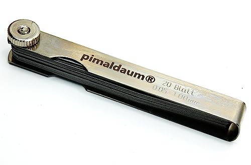 PIMALDAUM Fühlerlehre aus Manganstahl – 13/17 / 20/28 / 32 Blätter – Präzisions-Lehre für mechanische Einstellungen – 1 Stück (Metall, 20 Klingen/Blades)