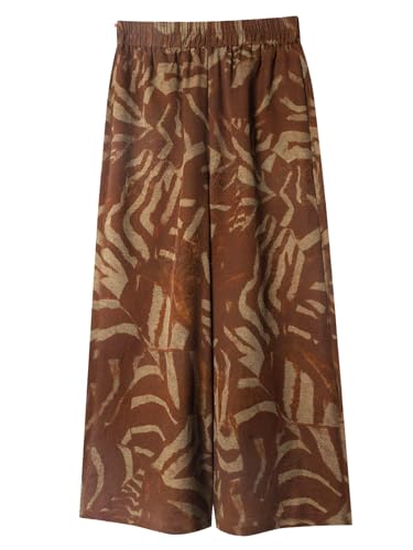 Pantalon en soie Xiangyunsha femme fluide jacquard marron ample 147