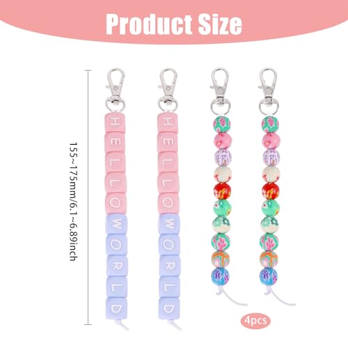 CHGCRAFT 4 peças, 2 estilos, contas de dilatação cervical, cubo redondo, pingentes de contas de sili