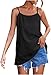 Gilet per le donne Doppio Strato Sling Estate Camis Camicia Tinta unita Casual Canotte Moda Senza Maniche Camicetta, Nero , 46
