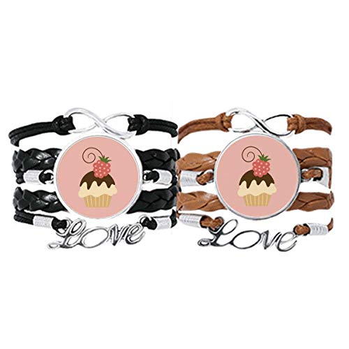 Bracelet fraise chocolat en cuir et cordon bijou crème glacée sucrée