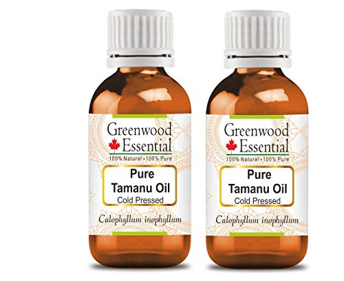 Image of Greenwood Essential Pure Tamanu Oil (Calophyllum inophyllum) | Cold Pressed | Natural | Undiluted | For Diluting Essential Oils | For Hair, Skin & Massage | Men & Women | 100ml X 2