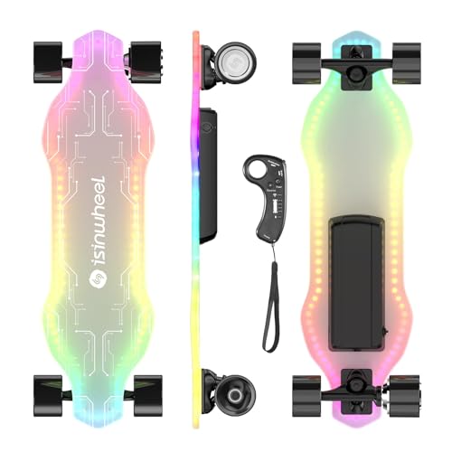 isinwheel V4/V6/V6pro/V8/V10 Electric Skateboard with Remote, 250W/450W/500W/1200W/3000W Brushless Motor, 9Mph/12Mph/30 Mph /32Mph Top Speed, Electric Longboard for Adults ＆Teens V6-450W
