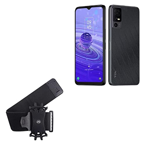 BoxWave Holster Compatible with TCL 40R - ActiveStretch Sport Armband, Adjustable Armband for Workout and Running - Jet Black