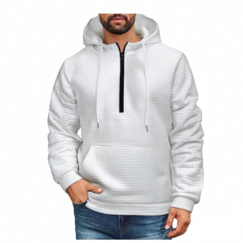 Ymosrh Men's Hoodies, Long Sleeve Quarter Zip Casual Workout Pullover Hooded Sweatshirts with Pockets, M-3XL