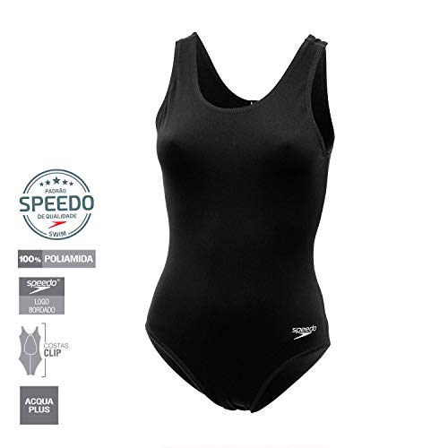 Speedo Clipback Maillot, Mulheres, Preto, GG2