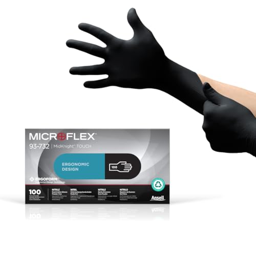 Ansell Microflex 93-732, Vielseitige Nitrilhandschuhe, Einweghandschuhe für präzise Handhabung, Arbeitshandschuhe für mechanische Aufgaben, Latexfrei, Puderfreie Einmalhandschuhe, 100 Stück, Gr. S