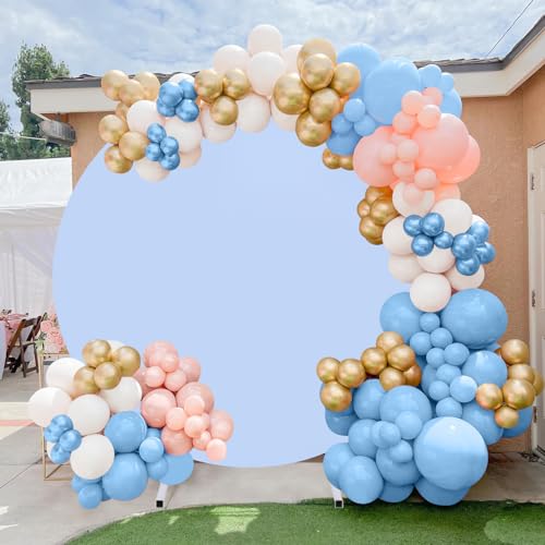 Image of Blue Round Backdrop Cover 7.2ft Blue Circle Arch Cover Birthday Photography Background for Party Baby Shower Wedding Decorations