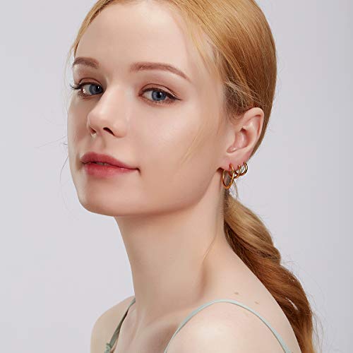 10 Pairs Gold Silver Hoop Earrings For Women Men, Small Endless Stainless Steel Hypoallergenic Earrings Set Girls Lightweight Nickel Free Cartilage Earings #TOP1