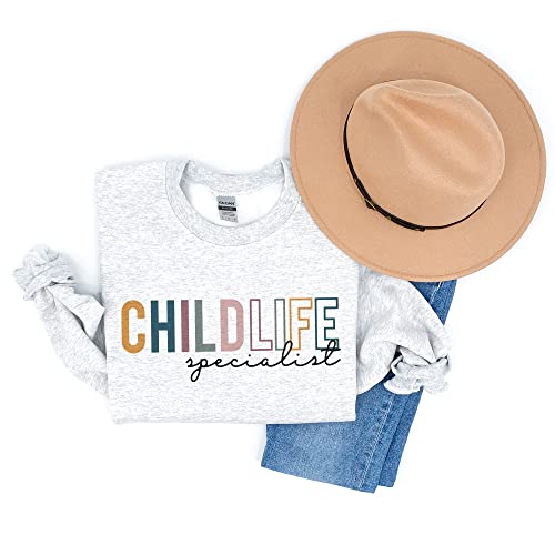 Child Life Specialist Colorful Sweatshirt, Certified Child Life Shirt, Coping Comfort Play, Team Group Shirts, Unisex Crewneck Sweatshirt Ash Grey4