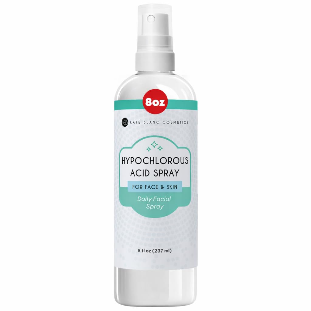 Kate Blanc Cosmetics Hypochlorous Acid Spray for Face and Skin. Gentle Facial Cleanser for Acne-Prone & Sensitive Skin with .02% HOCl (8oz)