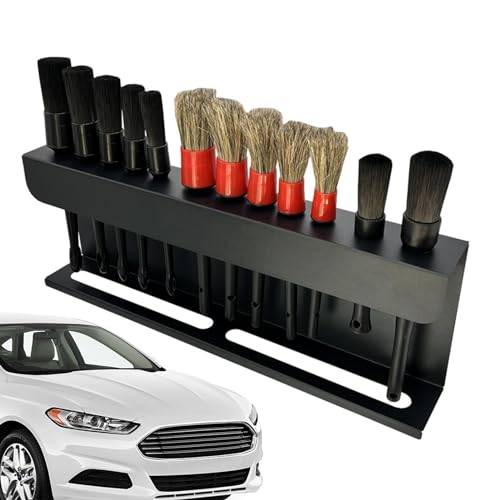 Soporte para cepillos para detalles de coche, organizador de cepillos de limpieza duradero, soporte de botella de spray montado en la pared, equipo de lavado de automóviles para garaje, 17.7 x 2.4 x