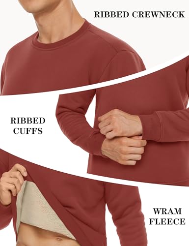 Image of TACVASEN Men's Crewneck Sweatshirt Warm Sherpa Lined Thermal Sweatshirts Heavyweight Long Sleeve Winter Fleece Pullover Shirt
