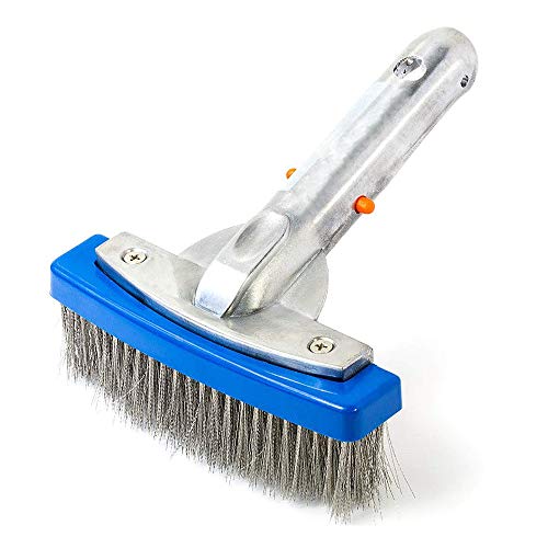 Daveyspa 5-inch Heavy-Duty Swimming Pool Cleaning Brush with Aluminum Handles and Stainless Steel bristles is Ideal for handling Stubborn Stains in Concrete and Granite Pools.