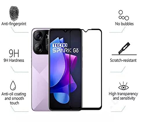 Image of ZARALA Tecno Spark Go 2023 Imported HD Plus Tempered Glass Full Edge Coverage Screen Protector HD Clear Bubble-free, Anti-scratch Tempered Glass Designed For Tecno Spark Go 2023