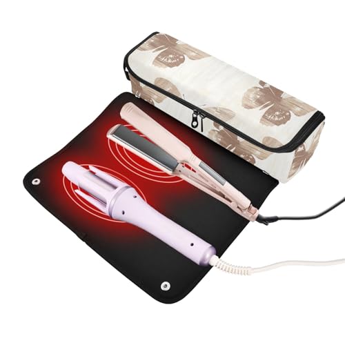 Bolso de viaje Butterfly Wood Brown para plancha de pelo, rizador, secador y accesorios de cabello, resistente al calor con bolsillos interiores miniatura 2