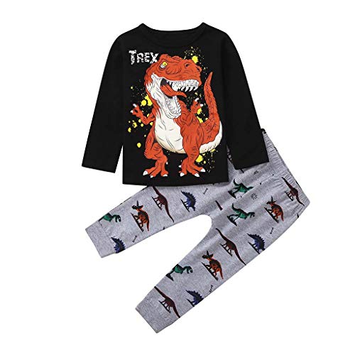 Body para bebés y niños pequeños Baby Boy Kids Cartoon Dinosaur T-Shirt Tops + Pantalones Pijamas Ropa de Dormir Conjunto de Trajes