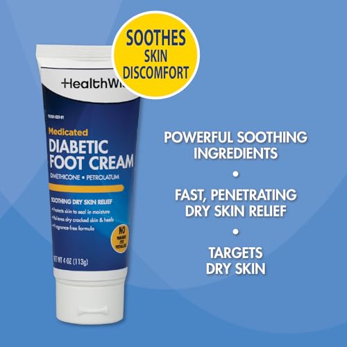 HealthWise Medicated Diabetic Foot Cream | Dimethicone + Petrolatum | Protects and Seals | Relieves Dry Heals | Paraben-Free | Odor-Free | 4.0 oz. - Image 6