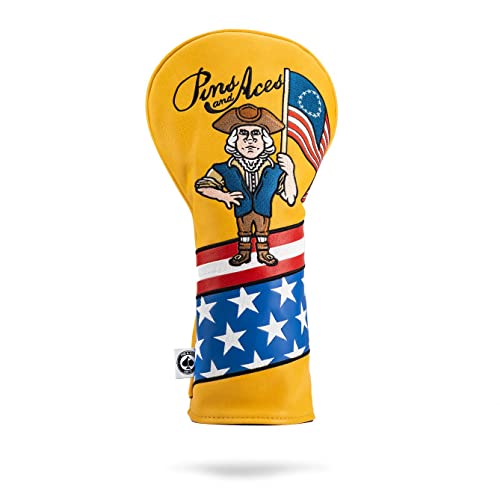 Pins & Aces Patriot Head Cover - Premium, Hand-Made Leather Headcover - American Patriot Inspired, Revolutionary Themed, Tour Quality Golf Club Cover - Style and Customize Your Golf Bag (Driver)