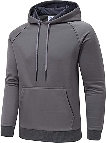 YuKaiChen Sudadera casual con capucha y capucha para hombre con capucha y bolsillo Kanga, gris, S Cover