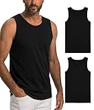 BEENIUBEE Men's 100% Merino Wool Tank Top, Moisture Wicking Breathable Shirts, Soft Odor Resistant Lightweight Base Layer Undershirt for Camping Hiking Travel Workout Commute 2 Pack (Black, M)