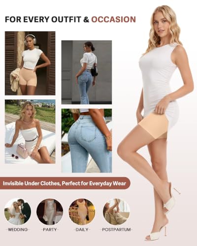 Image of Womens Tummy Control seamless Shapewear shorts | High waisted,Slip shorts for under dresses,Invisible,Breathable,Non slip,Compression faja Shorts,Butt lifting panties