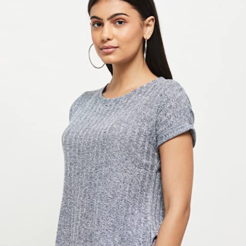 Image of Max Women's Cotton Regular Fit Textured Round Neck T-Shirt