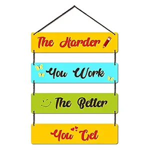 Expleasia, Exuberant & Luxury Decor Decorative Wall Hanging Wooden Art Decoration Item for Home | Office | Living Room | Bedroom | Decoration Items | Motivational quotes decor| Gift Items (The Harder)