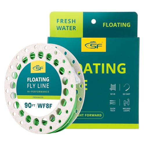SF Fly Fishing Line with Two Welded Loops Weight Forward Floating Fly Lines Trout 90FT WF2 3 4 5 6 7 8 9F Multi-Color Freshwater Grass Green WF8F 90FT
