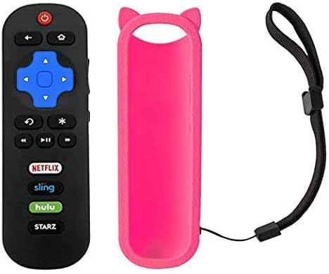 ECLINK Remote Control for TCL Roku TV 32S305 32S325 49S405 49S403 43S303 55S403 32S301 32S4610R 32S3850A 32S3700 50FS3800 32S3750 32S3800 43FP110 with Protective Pink Silicone Case